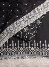Pure Cotton Cambric Black Color Unstitched  Suit Set.